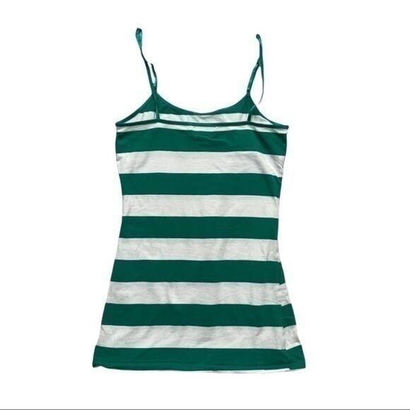 Striped Tank Top Spaghetti Straps Stripes Green White Size Medium Maternity - Picture 2 of 6